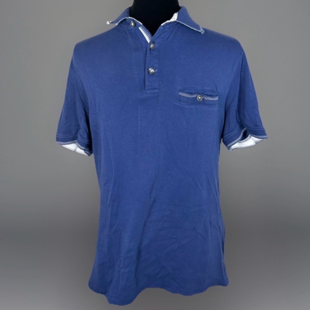 JACHS New York Men’s Small Navy Blue Short Sleeve Cotton Polo Shirt
